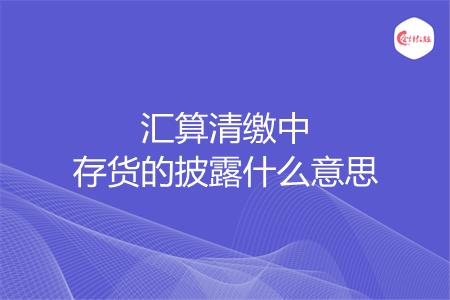 汇算清缴中存货的披露什么意思