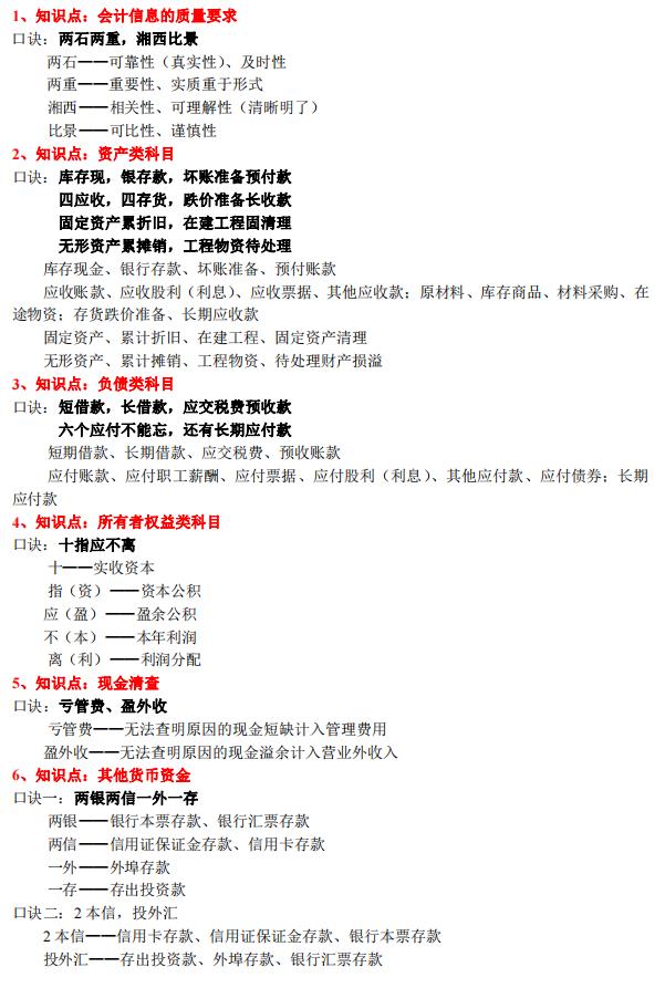 实务记忆顺口溜